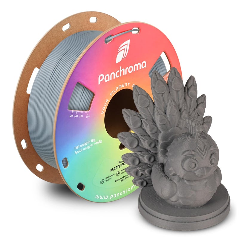 polymaker Panchroma Matte PLA Filament, Fossil Grey 1.75mm 1kg 3D Printing Filament, Formerly Polyterra Matte, Fit Most FDM 3D Printers, 1kg Spool (2.2lbs) - Image 1